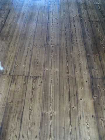 Stained baltic pine before coating